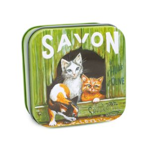 Boîte Métal Chats Blanc & Roux & Savon 100g