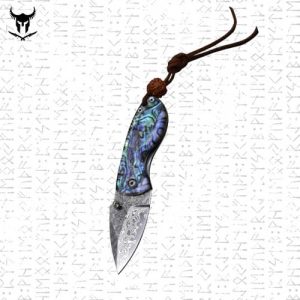 Mini Couteau Viking Pliant en Acier Damas de Poche Pour La Chasse